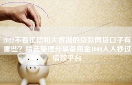 2022不看征信和大数据的贷款网贷口子有哪些？精选整理分享备用金1000人人秒过借款平台