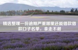 精选整理一份逾期严重哪里还能借款借款口子名单，拿走不谢