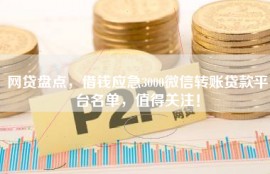 网贷盘点，借钱应急3000微信转账贷款平台名单，值得关注！