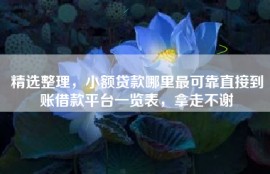精选整理，小额贷款哪里最可靠直接到账借款平台一览表，拿走不谢