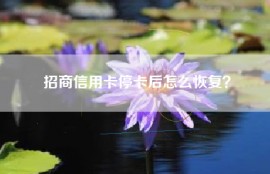 招商信用卡停卡后怎么恢复？