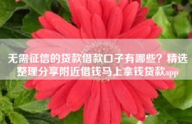 无需征信的贷款借款口子有哪些？精选整理分享附近借钱马上拿钱贷款app