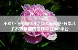 不查征信的借钱平台2022有哪些?分享几个不查征信的借钱平台2022平台