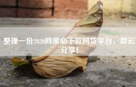整理一份2020网黑必下款网贷平台，简云分享！