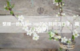 整理一份借1000-3000的小额网贷口子，简云分享！