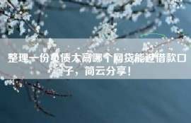 整理一份负债太高哪个网贷能过借款口子，简云分享！