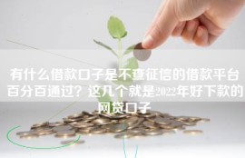 有什么借款口子是不查征信的借款平台百分百通过？这几个就是2022年好下款的网贷口子