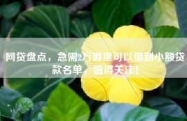 网贷盘点，急需2万哪里可以借到小额贷款名单，值得关注！