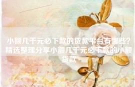 小额几千元必下款的贷款平台有哪些？精选整理分享小额几千元必下款的小额贷款