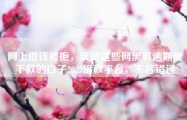 网上借钱被拒，试试这些网黑有逾期能下款的口子2022借款平台，不容错过