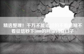 精选整理！千万不能错过的不看逾期不看征信秒下5000的网贷网贷口子