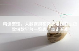 精选整理，大数据很花又急用钱怎么贷款借款平台一览表，拿走不谢