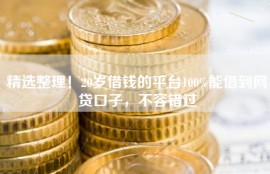 精选整理！20岁借钱的平台100%能借到网贷口子，不容错过