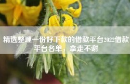 精选整理一份好下款的借款平台2022借款平台名单，拿走不谢