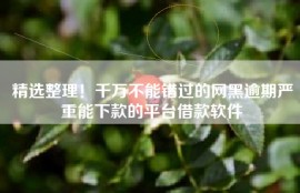 精选整理！千万不能错过的网黑逾期严重能下款的平台借款软件