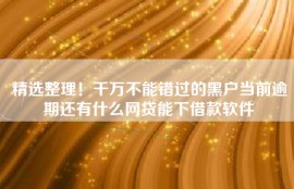 精选整理！千万不能错过的黑户当前逾期还有什么网贷能下借款软件