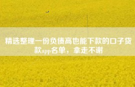 精选整理一份负债高也能下款的口子贷款app名单，拿走不谢