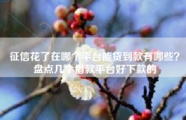 征信花了在哪个平台能贷到款有哪些？盘点几个借款平台好下款的