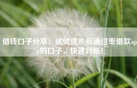 借钱口子分享：试试这些高通过率借款app的口子，快速到账！