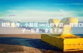 精选整理，小额度1000元秒下款app网贷口子一览表，拿走不谢