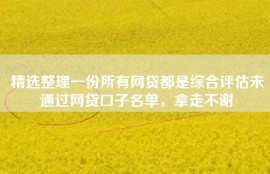 精选整理一份所有网贷都是综合评估未通过网贷口子名单，拿走不谢