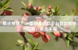 精选整理，500备用金借款平台借款软件一览表，拿走不谢