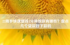 22周岁快速借钱1分钟放款有哪些？盘点几个贷款好下款的