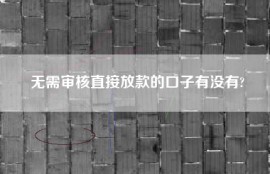 无需审核直接放款的口子有没有?
