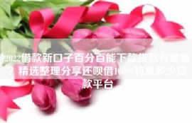 2022借款新口子百分百能下款贷款有哪些？精选整理分享还呗借10000利息多少贷款平台