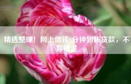精选整理！网上借钱1分钟到账贷款，不容错过