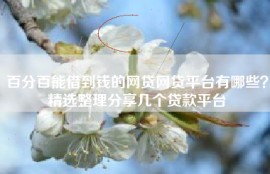 百分百能借到钱的网贷网贷平台有哪些？精选整理分享几个贷款平台