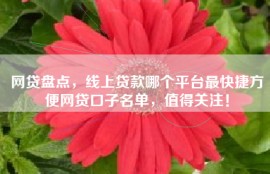 网贷盘点，线上贷款哪个平台最快捷方便网贷口子名单，值得关注！