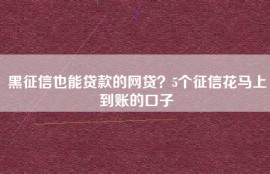 黑征信也能贷款的网贷？5个征信花马上到账的口子