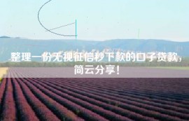 整理一份无视征信秒下款的口子贷款，简云分享！