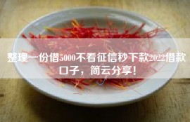 整理一份借5000不看征信秒下款2022借款口子，简云分享！