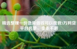 精选整理一份急需借钱可以找我3万网贷平台名单，拿走不谢