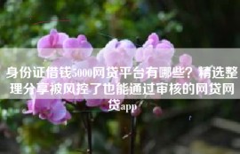 身份证借钱5000网贷平台有哪些？精选整理分享被风控了也能通过审核的网贷网贷app