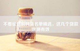 不看征信的网贷名单精选，这几个贷款亲测有效