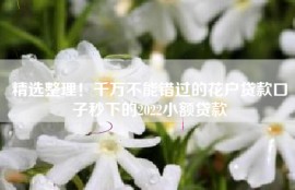 精选整理！千万不能错过的花户贷款口子秒下的2022小额贷款
