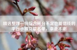 精选整理一份综合评分不足也能借钱的平台小额贷款名单，拿走不谢