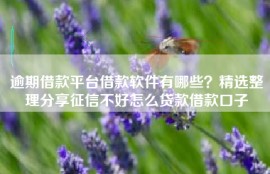 逾期借款平台借款软件有哪些？精选整理分享征信不好怎么贷款借款口子