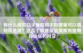 有什么借款口子是信用不好哪里可以借到钱急用？这几个就是征信很黑有逾期也能借的网贷