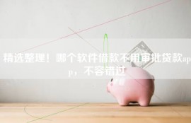 精选整理！哪个软件借款不用审批贷款app，不容错过