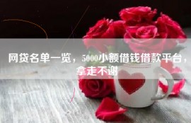 网贷名单一览，5000小额借钱借款平台，拿走不谢