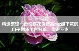 精选整理一份征信花负债高2022能下款的口子网贷平台名单，拿走不谢