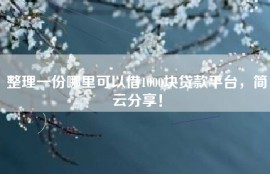 整理一份哪里可以借1000块贷款平台，简云分享！