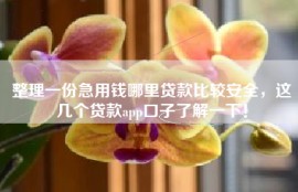 整理一份急用钱哪里贷款比较安全，这几个贷款app口子了解一下！