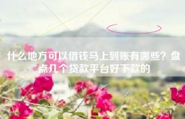 什么地方可以借钱马上到账有哪些？盘点几个贷款平台好下款的