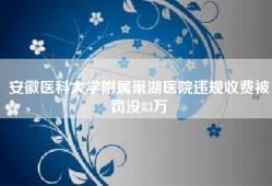 安徽医科大学附属巢湖医院违规收费被罚没83万