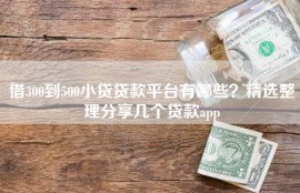 借300到500小贷贷款平台有哪些？精选整理分享几个贷款app